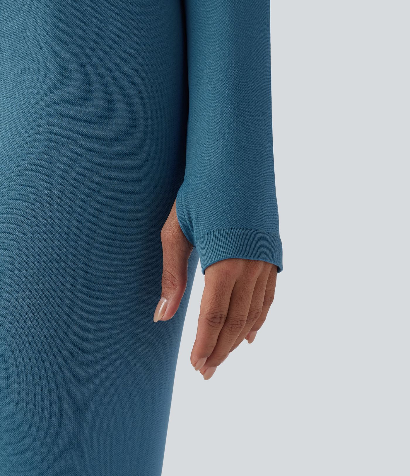 OneForm Seamless Flow Halter Long Sleeve Thumb Hole Cropped Yoga Sports Top
