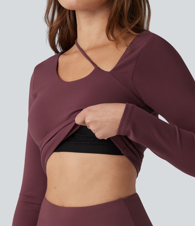 SoftlyZero™ Plush Asymmetric Neck Push-Up Long Sleeve Yoga Sports Top
