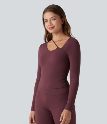 SoftlyZero™ Plush Asymmetric Neck Push-Up Long Sleeve Yoga Sports Top