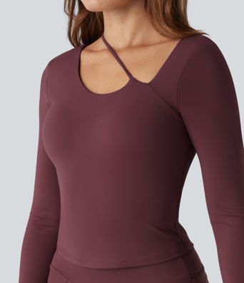 SoftlyZero™ Plush Asymmetric Neck Push-Up Long Sleeve Yoga Sports Top