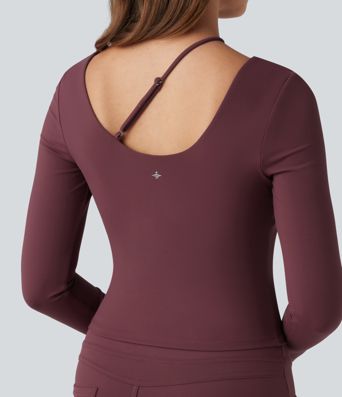 SoftlyZero™ Plush Asymmetric Neck Push-Up Long Sleeve Yoga Sports Top
