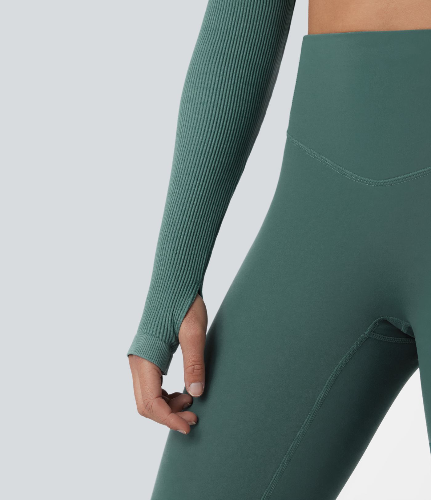 OneForm Seamless Flow Backless Long Sleeve Thumb Holes Cropped Yoga Sports Top
