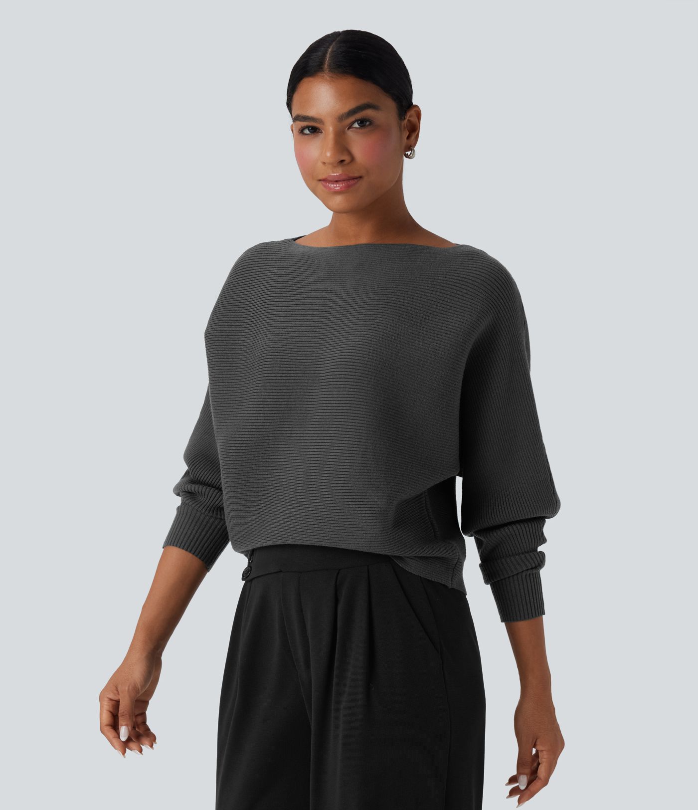 Boat Neck Batwing Sleeve Casual Sweater