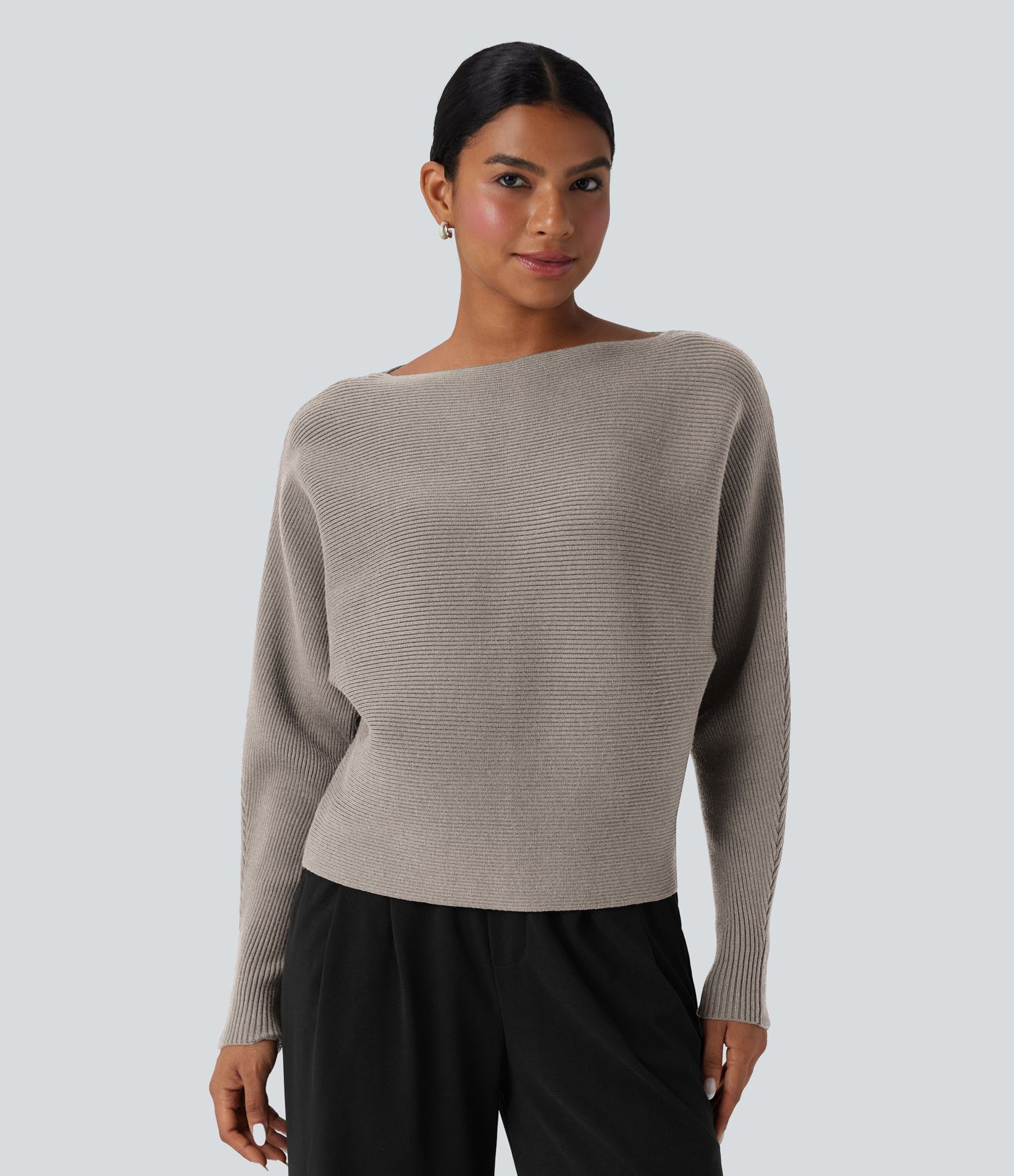 Boat Neck Batwing Sleeve Casual Sweater