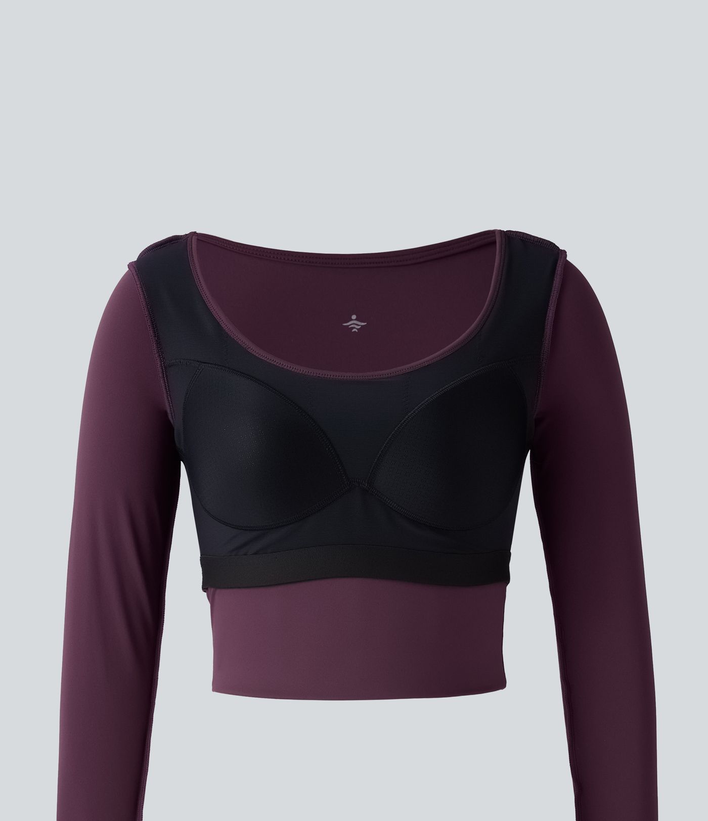 SoftlyZero™ Airy Scoop Neck Push-Up Long Sleeve Thumb Hole Cool Touch Cropped Yoga Sports Top-UPF50+