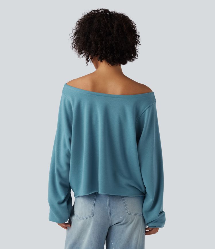 Lässiges Sweatshirt mit langen Ärmeln und schulterfreiem Design