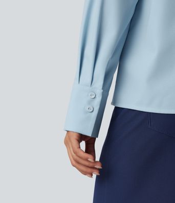 Rypistymätön V-aukollinen, pitkähihainen chiffon-paita työkäyttöön