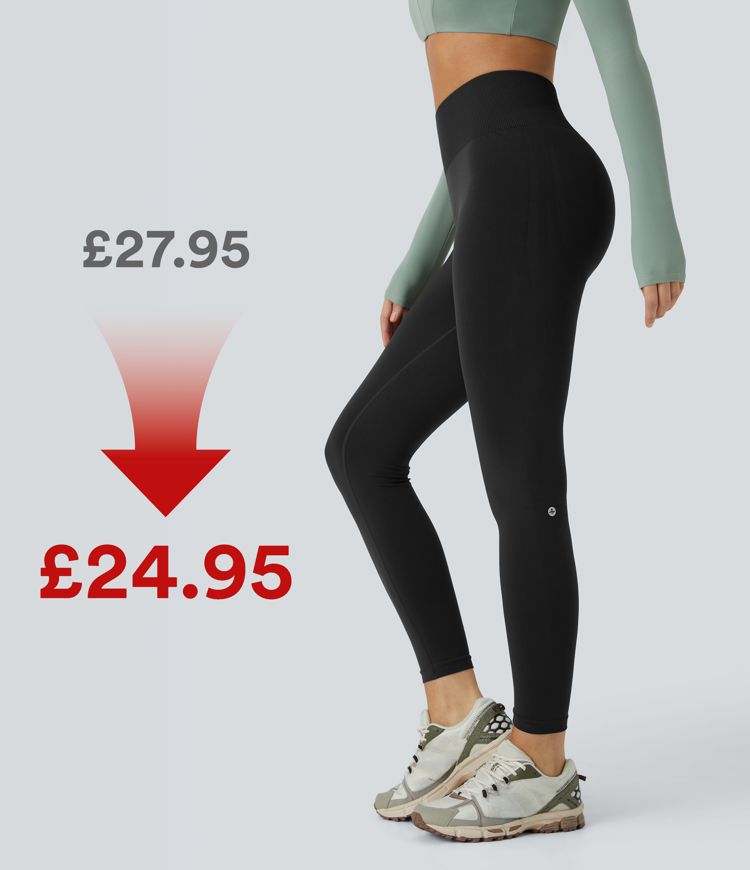 Seamless Flow Mid Rise Tummy Control Butt Lifting Yoga Leggings