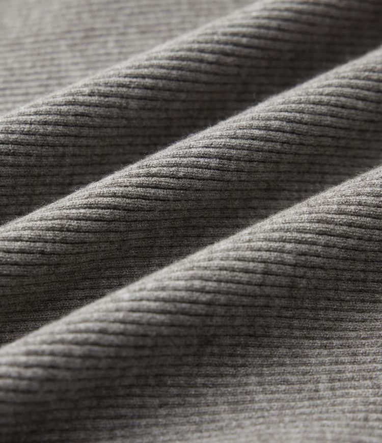 Ribbed Knit Round Neck Half Sleeve Work Sweater