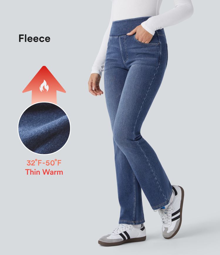 Halara Flex™ Denim Heat High Waisted Pockets Washed Casual Bootcut Jeans