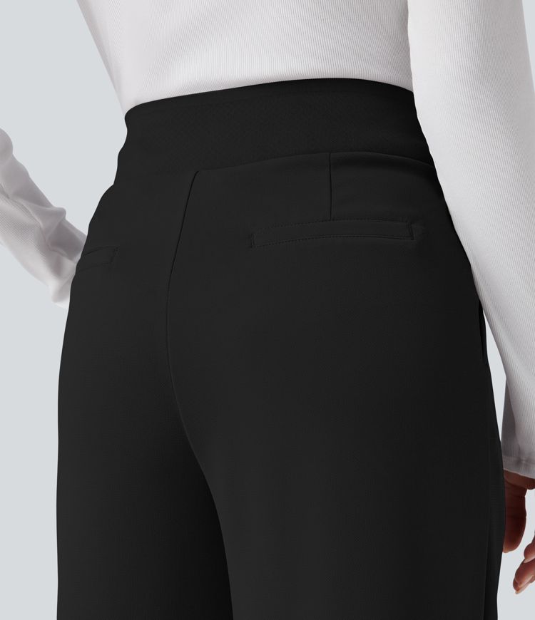 Halara Flex™ High Waisted Tummy Control Crepe Work Straight Leg Trousers with Pockets