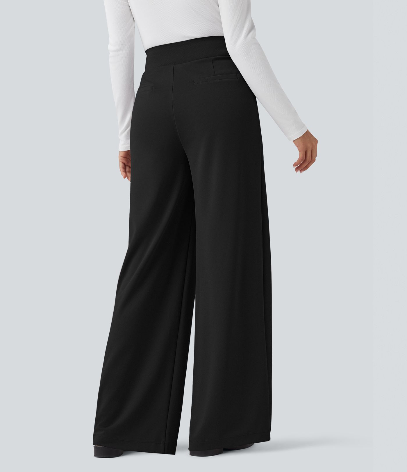 Halara Flex™ High Waisted Tummy Control Crepe Work Straight Leg Trousers with Pockets