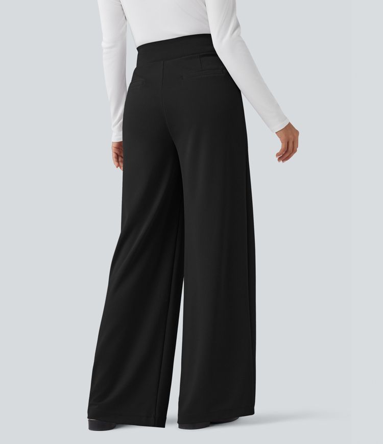Halara Flex™ High Waisted Tummy Control Crepe Work Straight Leg Trousers with Pockets