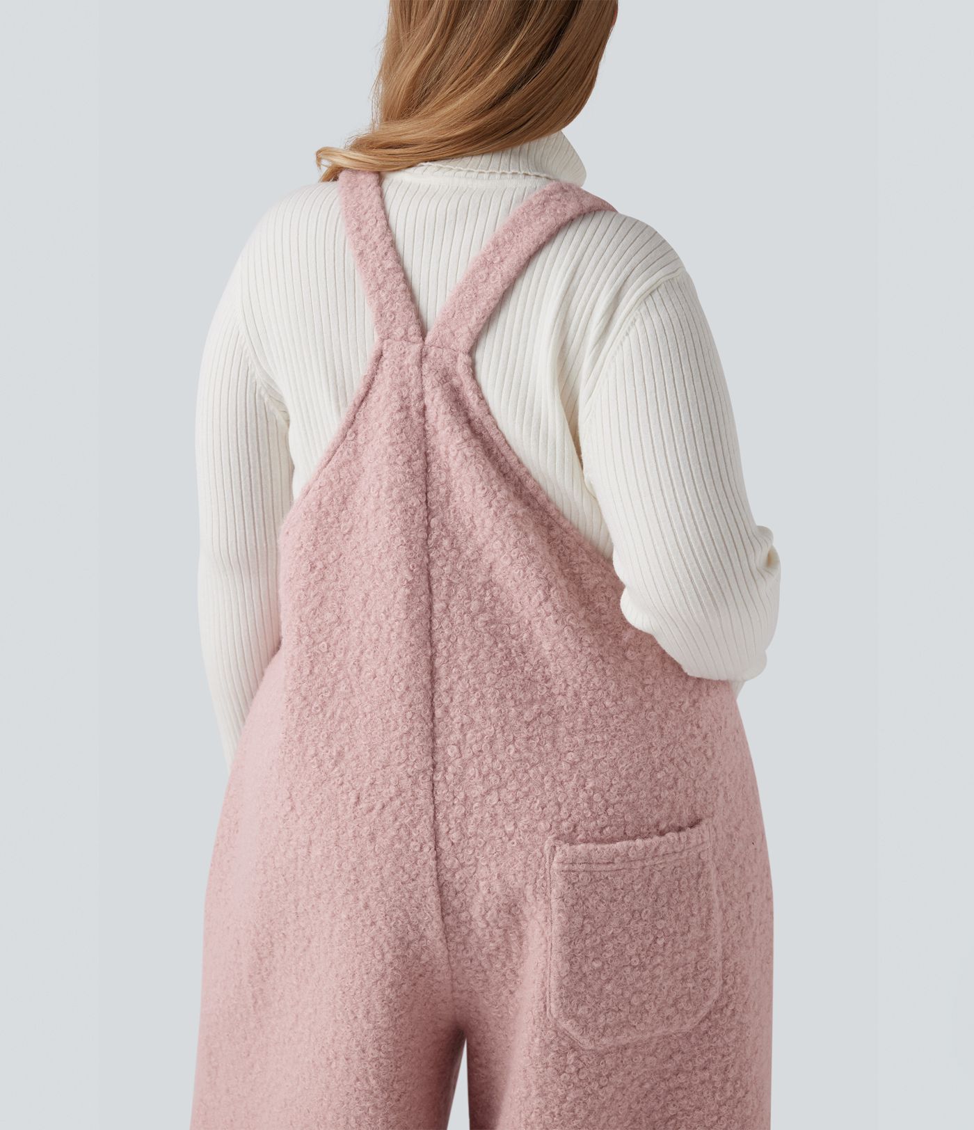 Adjustable Straps Casual Teddy Plus Size Overalls with Pockets