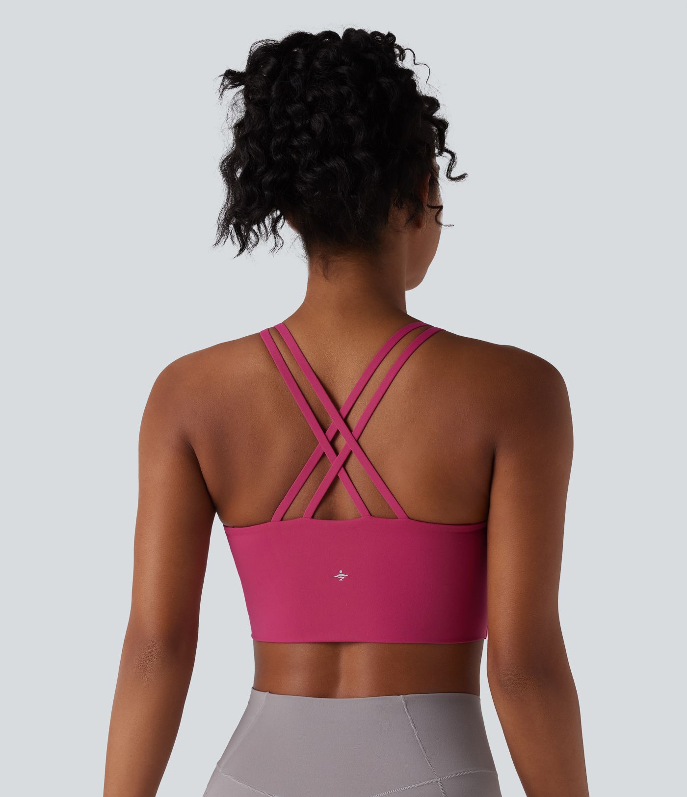 SoftlyZero™ Plush Light Support Molded Cups Crisscross Backless Yoga Sports Bra