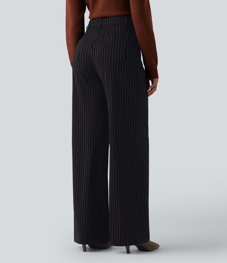 Halara Flex™ High Waisted Wide Leg Cool Touch Stripe Suit Work Pants with Pockets