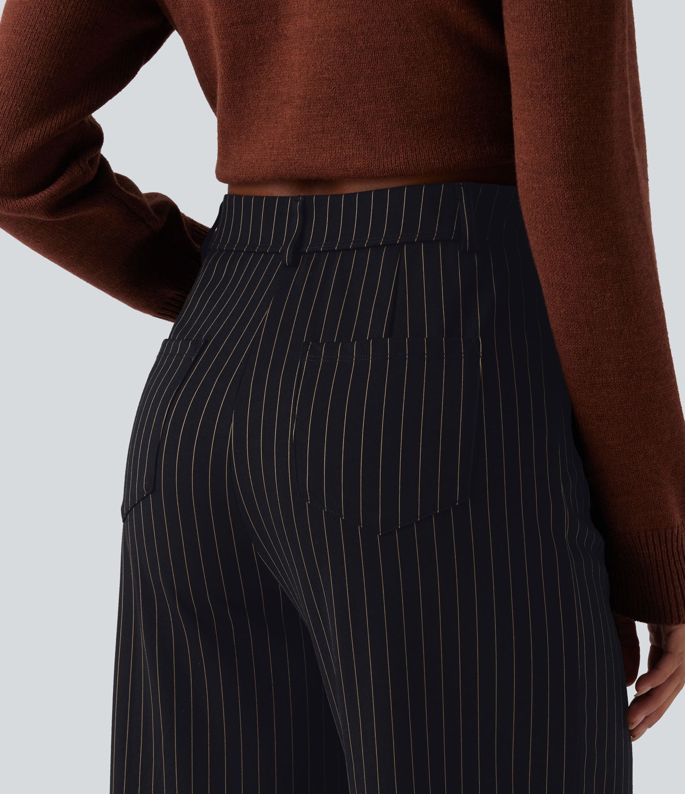 Halara Flex™ High Waisted Wide Leg Cool Touch Stripe Suit Work Pants with Pockets