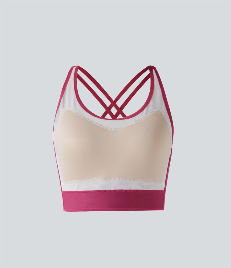 SoftlyZero™ Plush Light Support Molded Cups Crisscross Backless Yoga Sports Bra