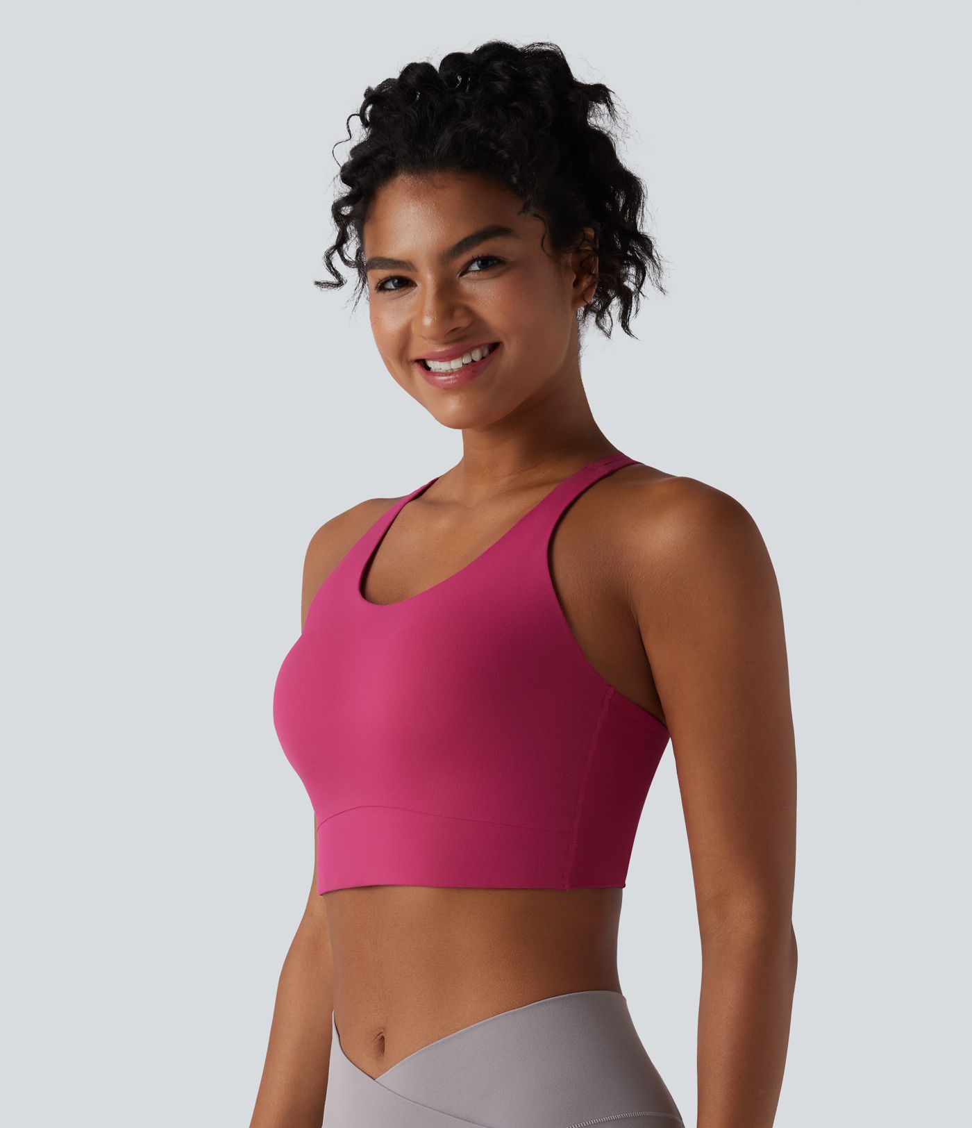 SoftlyZero™ Plush Light Support Molded Cups Crisscross Backless Yoga Sports Bra