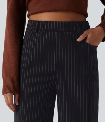 Halara Flex™ High Waisted Wide Leg Cool Touch Stripe Suit Work Pants with Pockets