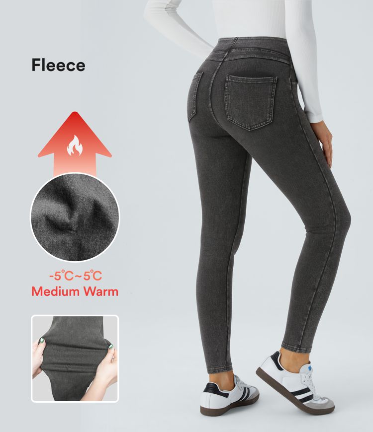 Halara Flex™ Denim Heat - Leggings aus Denim mit hohem Bund und Seitentaschen