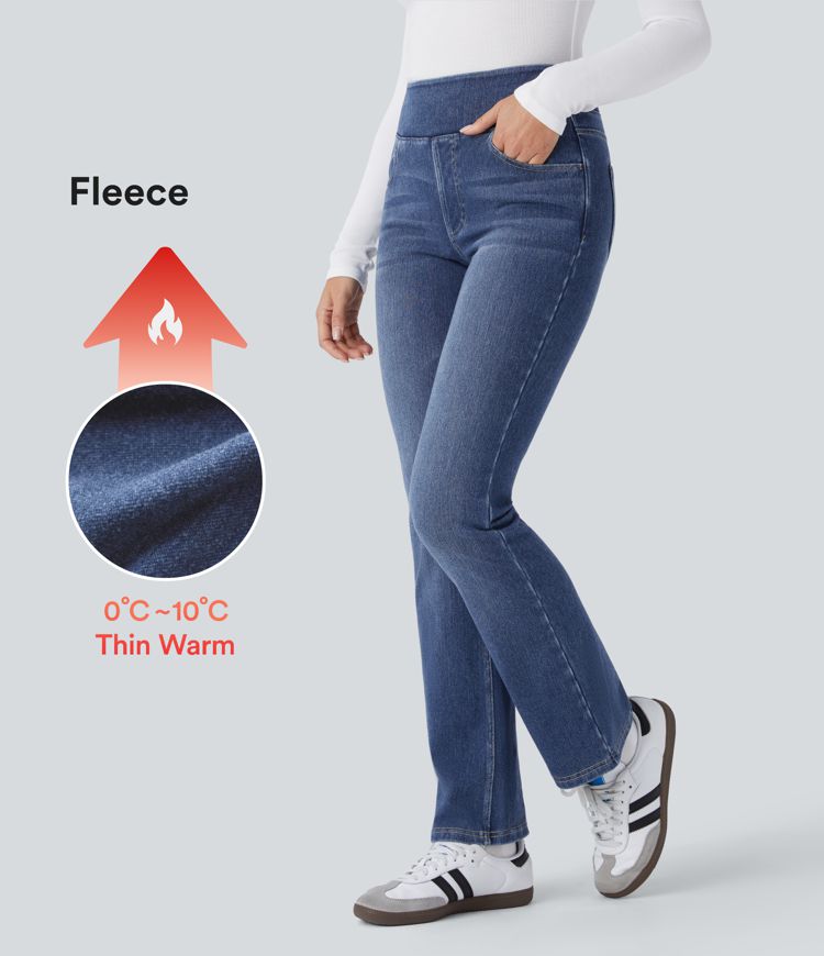 Halara Flex™ Denim Heat - Gewaschene Bootcut-Jeans aus Denim mit hohem Bund und Seitentaschen