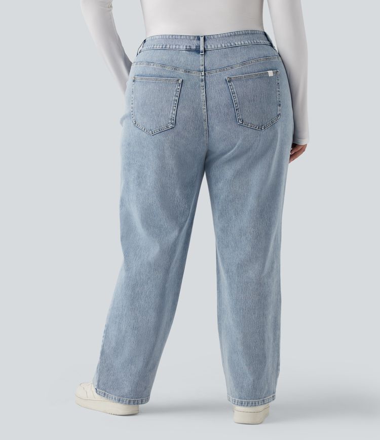 Halara Flex™ High Waisted Straight Leg Casual Plus Size Jeans with Pockets