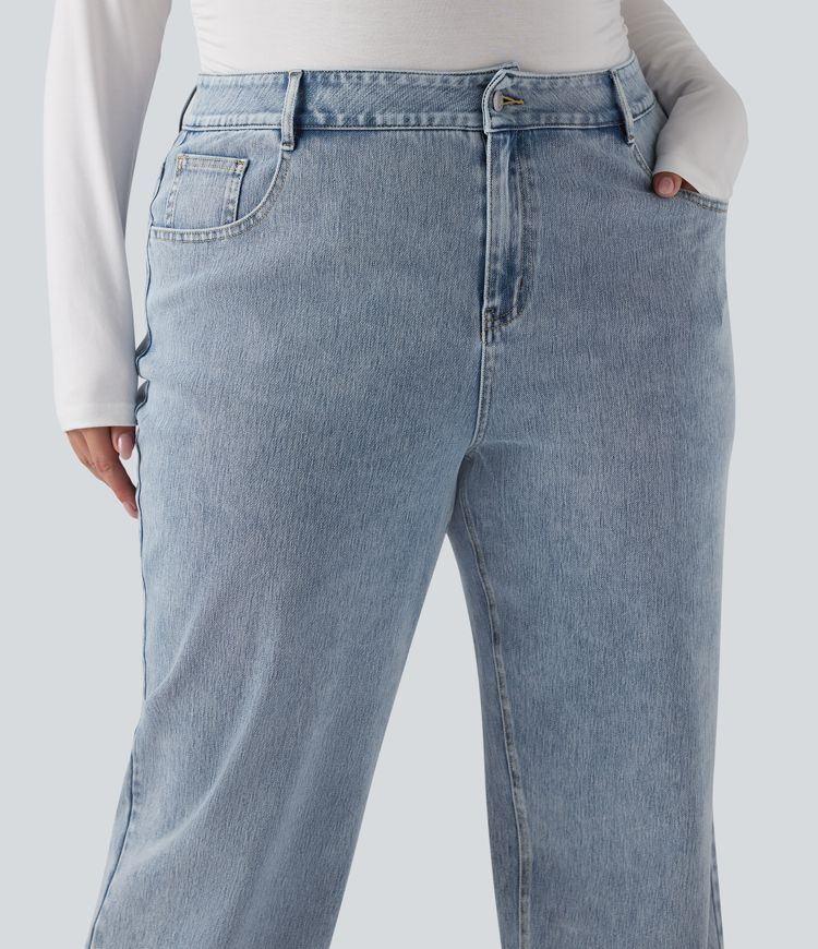 Halara Flex™ High Waisted Straight Leg Casual Plus Size Jeans with Pockets