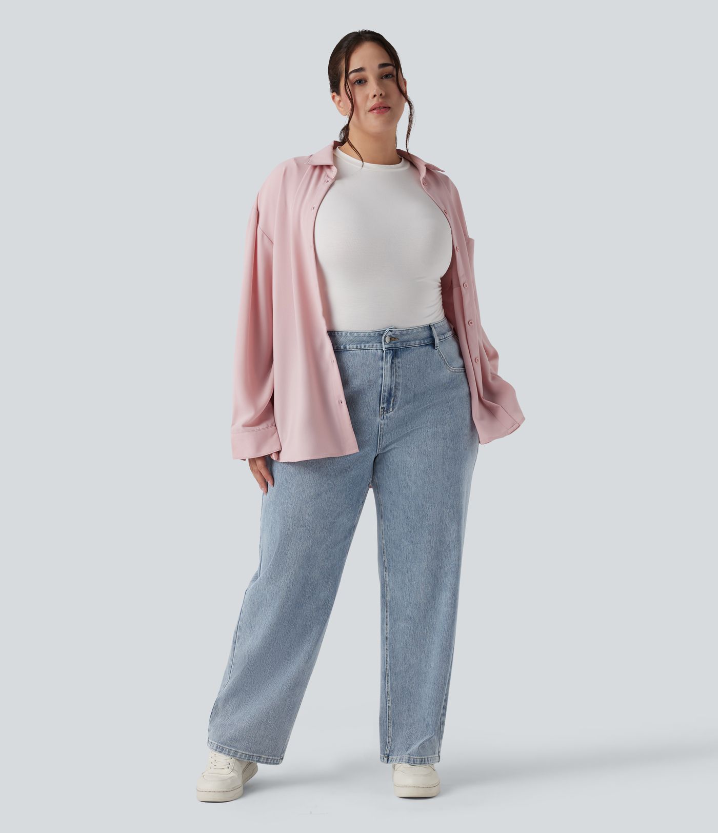 Halara Flex™ High Waisted Straight Leg Casual Plus Size Jeans with Pockets