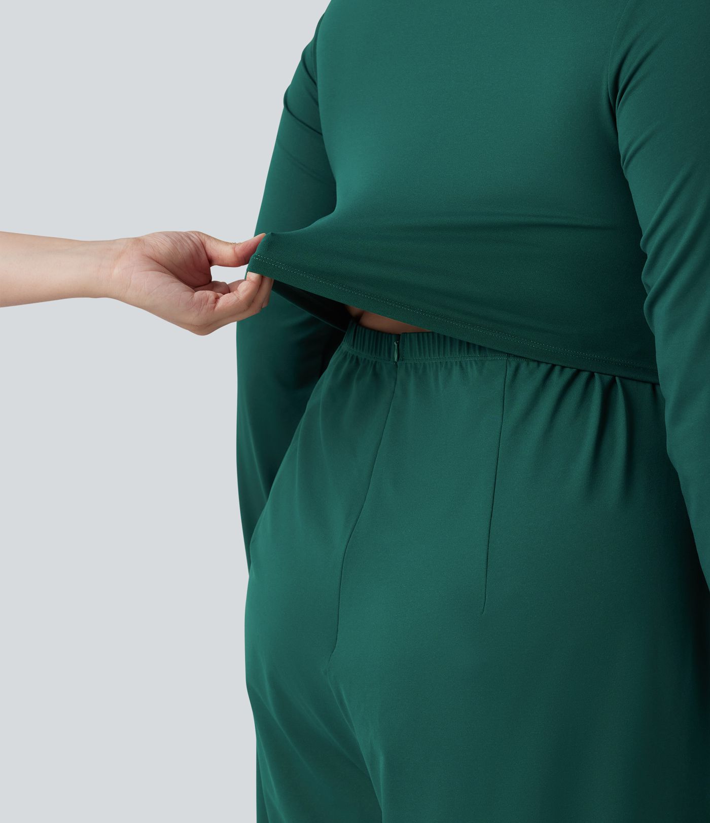 Plus Size Long Sleeve Wide Leg Jumpsuit with Pockets-Easy Peezy Edition