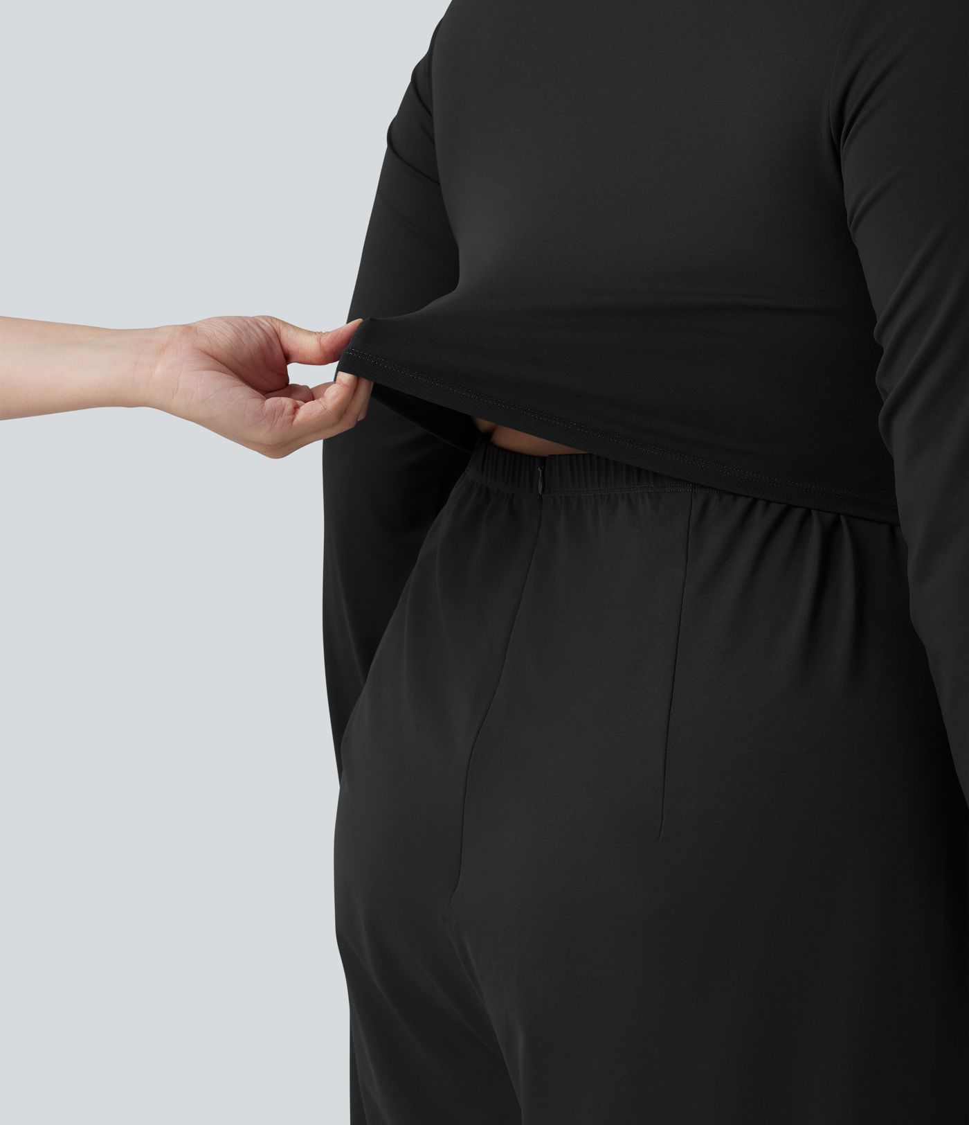 Plus Size Long Sleeve Wide Leg Jumpsuit with Pockets-Easy Peezy Edition