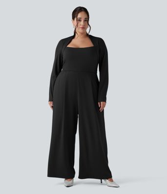Plus Size Long Sleeve Wide Leg Jumpsuit with Pockets-Easy Peezy Edition Plus Size Long Sleeve Wide Leg Jumpsuit with Pockets-Easy Peezy Edition