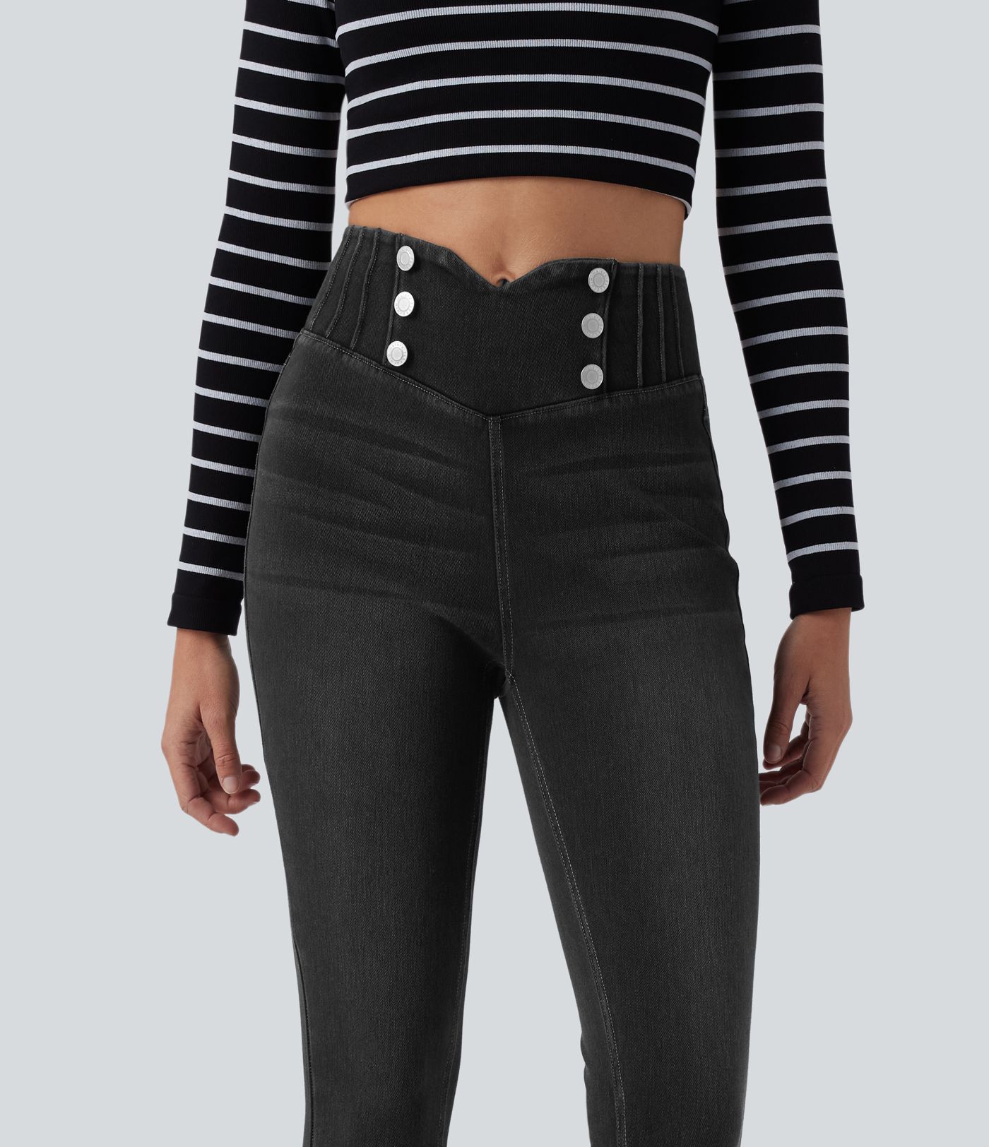 Halara Flex™ - Lässige Skinny-Leggings aus Denim mit hohem Bund, Gesäßtaschen und Bauchkontrolle