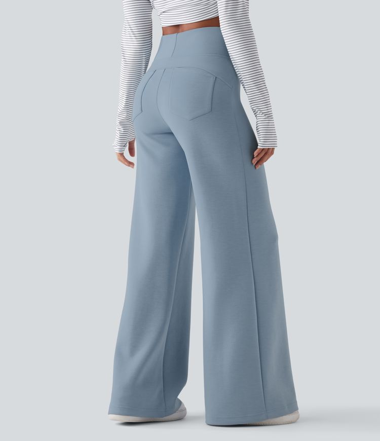 High Waisted Casual Baggy Trousers with Pockets