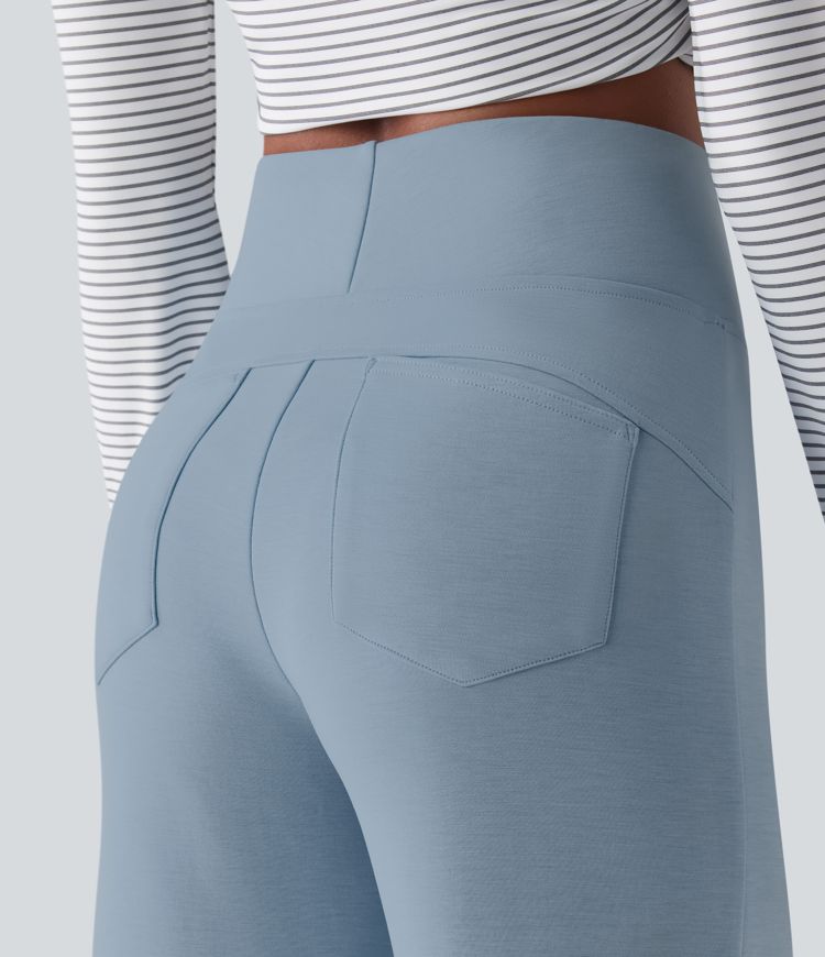 High Waisted Casual Baggy Trousers with Pockets