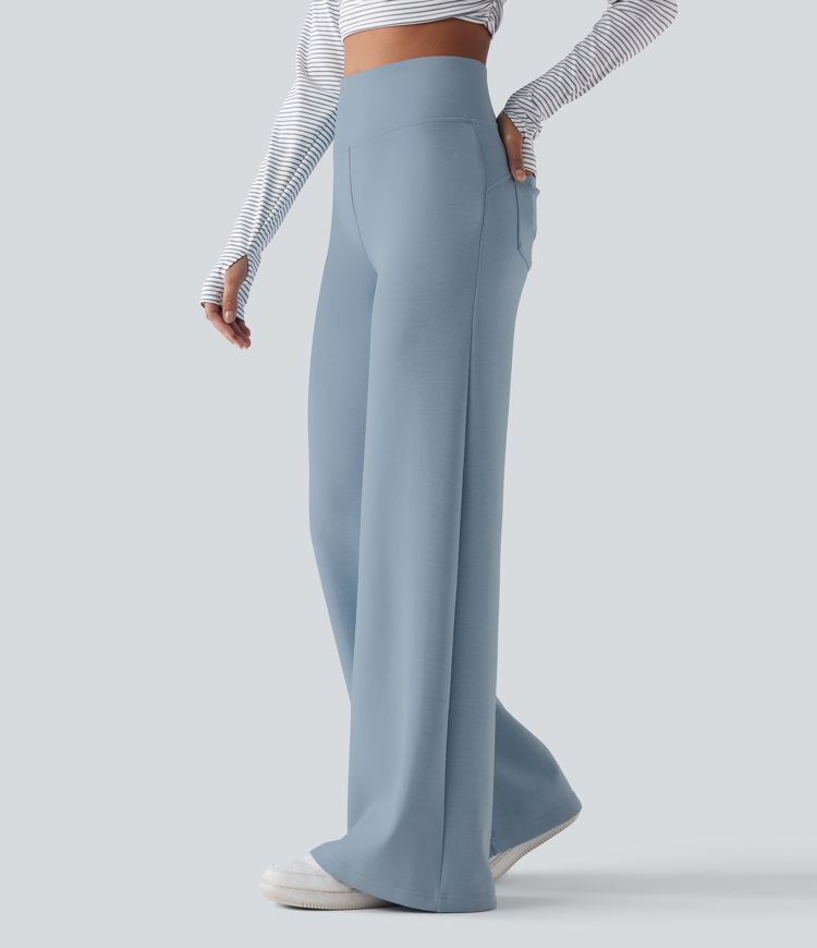 High Waisted Casual Baggy Trousers with Pockets