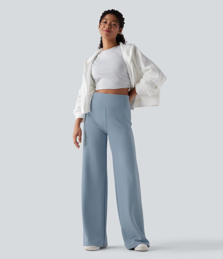 High Waisted Casual Baggy Trousers with Pockets