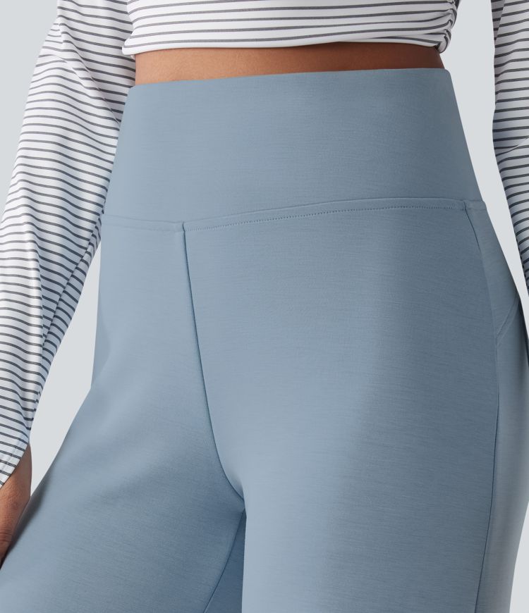 High Waisted Casual Baggy Trousers with Pockets