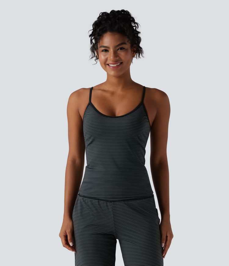 U Neck Stripe Yoga Tank Top