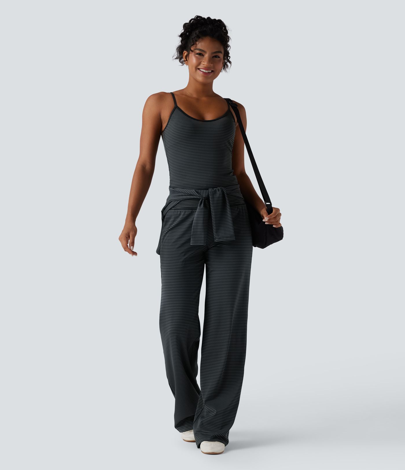 U Neck Stripe Yoga Tank Top