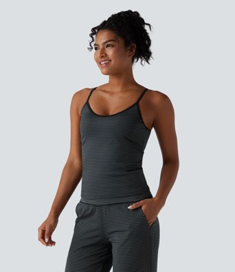 U Neck Stripe Yoga Tank Top