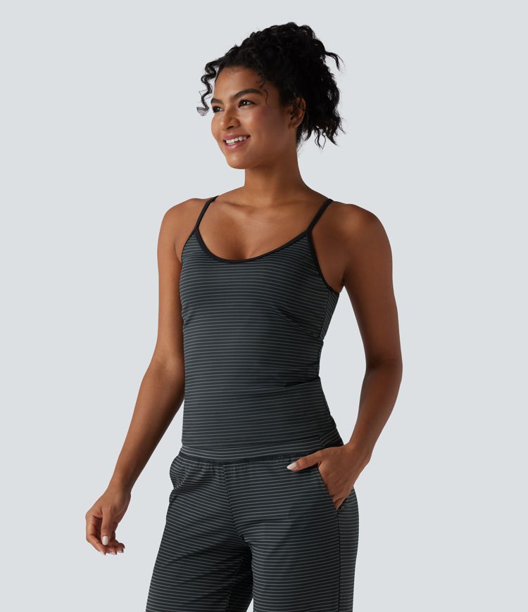 U Neck Stripe Yoga Tank Top