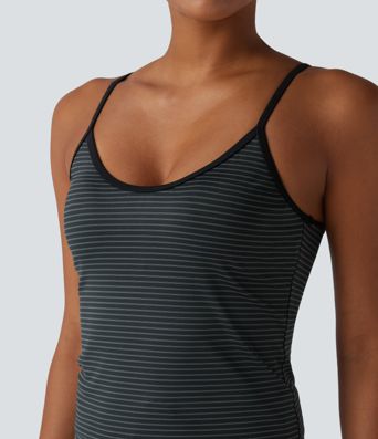 U Neck Stripe Yoga Tank Top