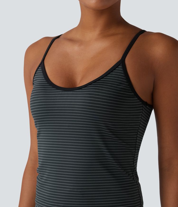 U Neck Stripe Yoga Tank Top