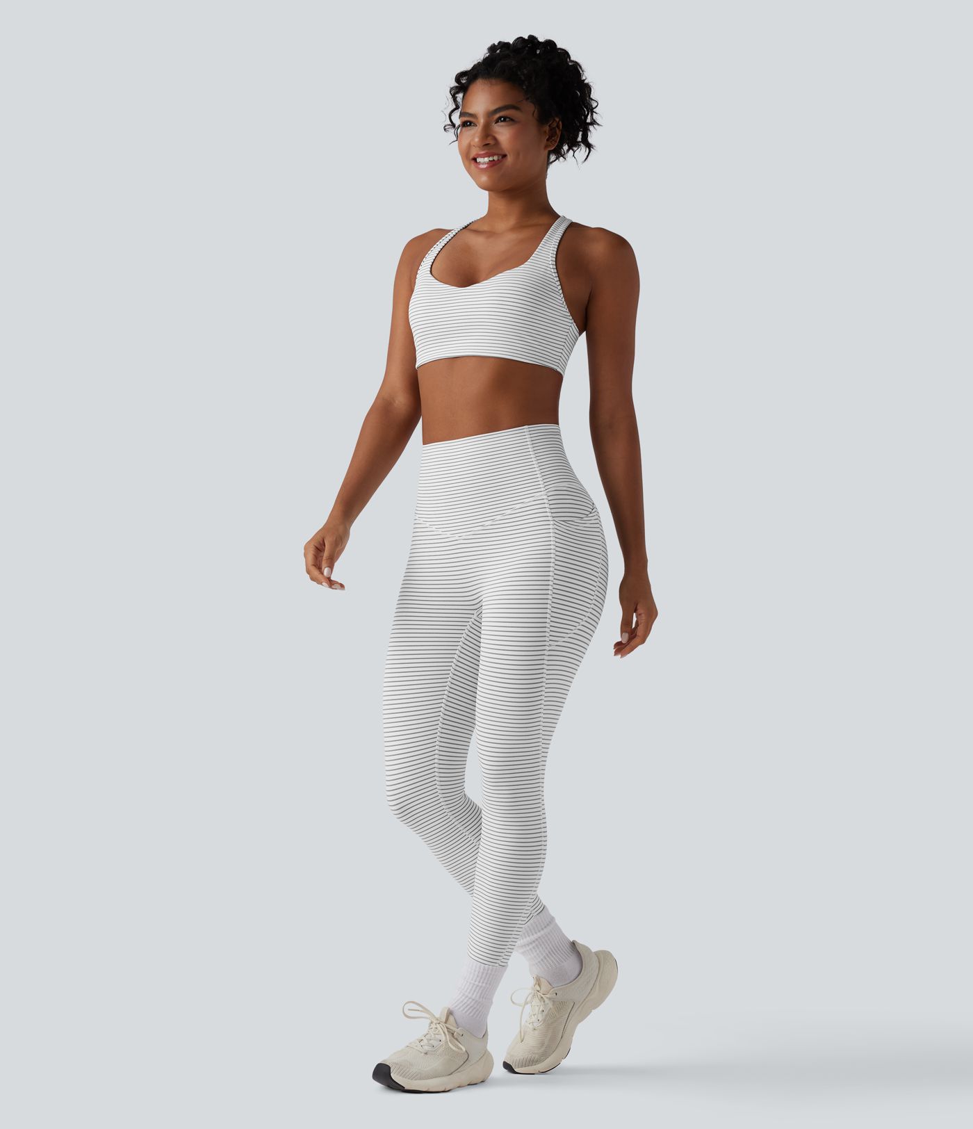 Medium Support Racerback Stripes Training Sports Bra