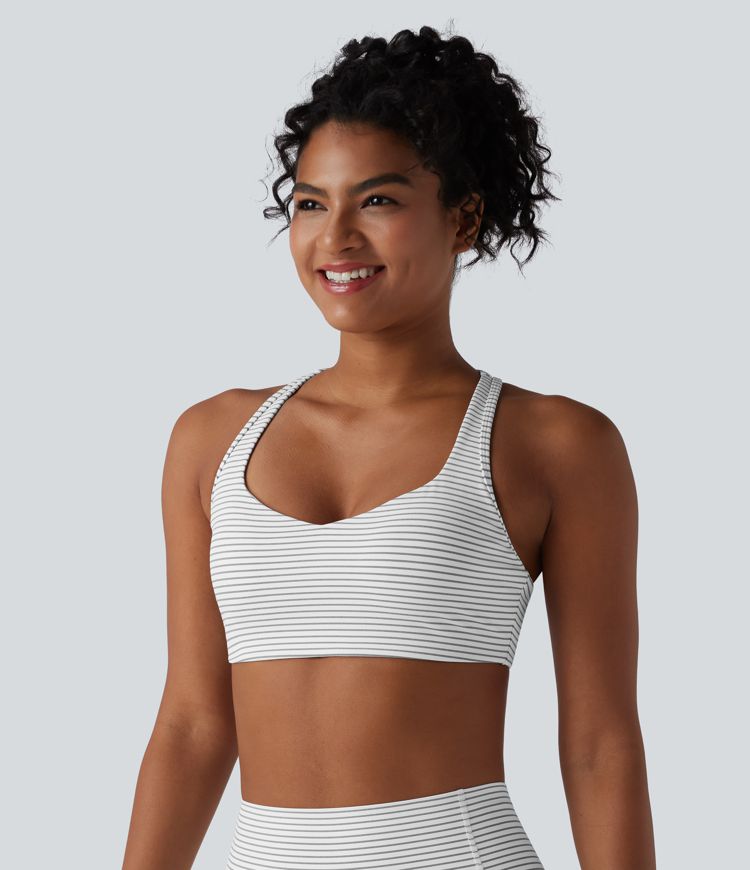 Medium Support Racerback Stripes Training Sports Bra