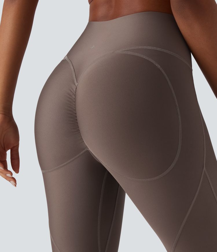 High Waisted Tummy Control Butt Lifting Sheen Shaping Training 7/8 Leggings