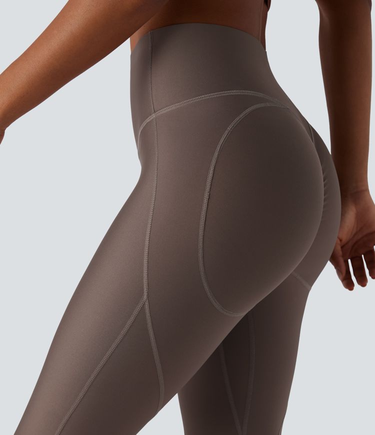 High Waisted Tummy Control Butt Lifting Sheen Shaping Training 7/8 Leggings