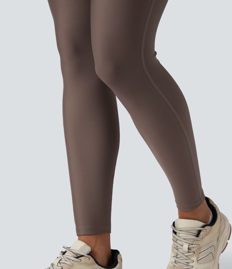 High Waisted Tummy Control Butt Lifting Sheen Shaping Training 7/8 Leggings