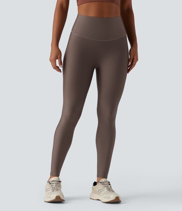 High Waisted Tummy Control Butt Lifting Sheen Shaping Training 7/8 Leggings